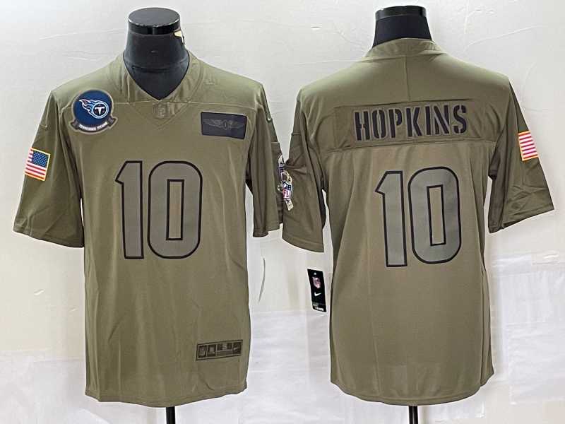 Men%27s Tennessee Titans #10 DeAndre Hopkins NEW Olive 2019 Salute To Service Stitched Nike Limited Jersey
